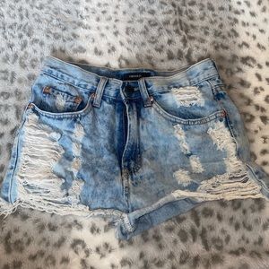 High waisted denim shorts